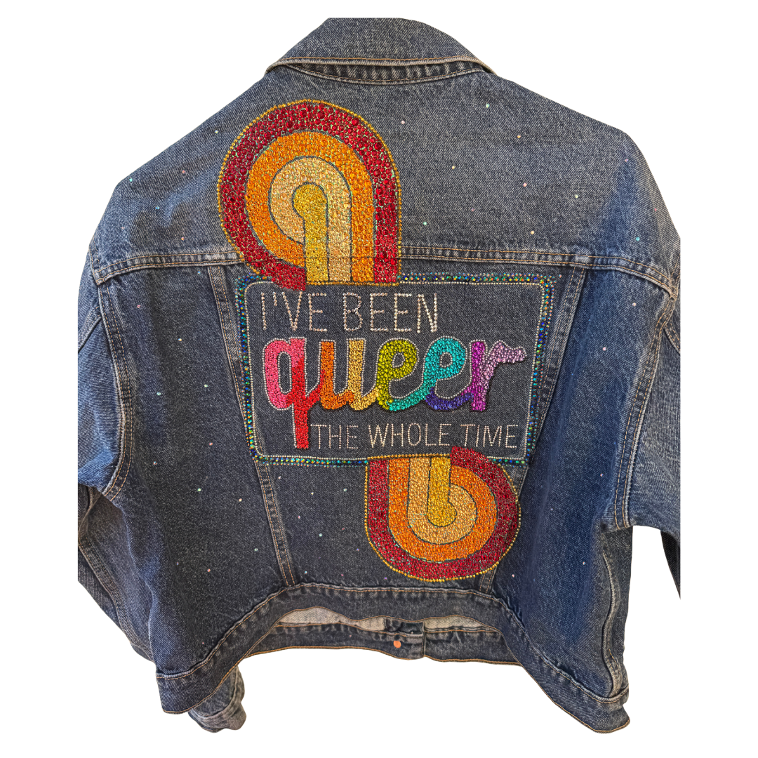 "Queer the Whole Time" Custom Rhinestone Jacket