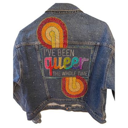 "Queer the Whole Time" Custom Rhinestone Jacket