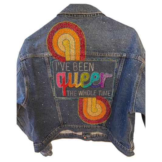"Queer the Whole Time" Custom Rhinestone Jacket