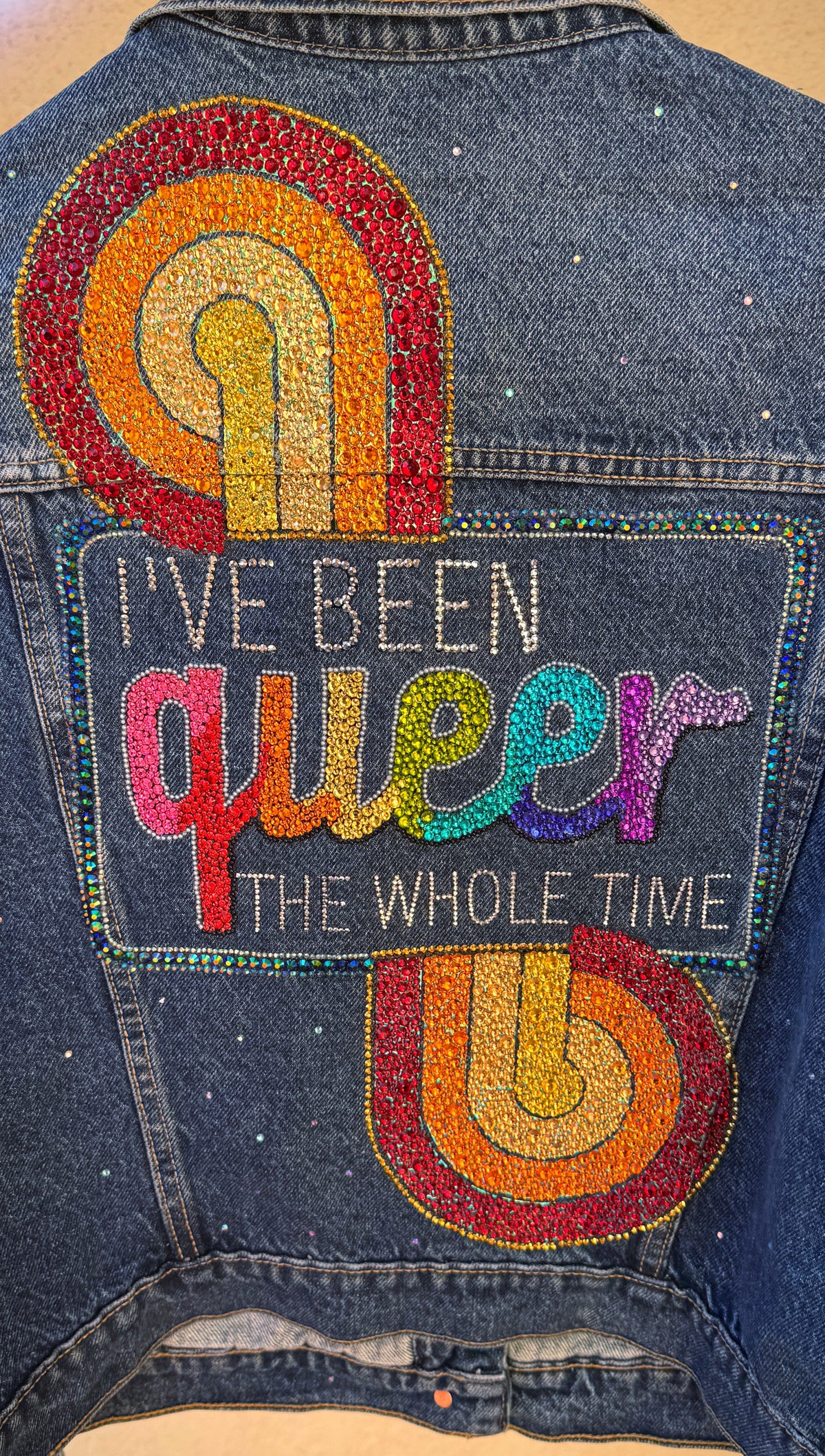 "Queer the Whole Time" Custom Rhinestone Jacket