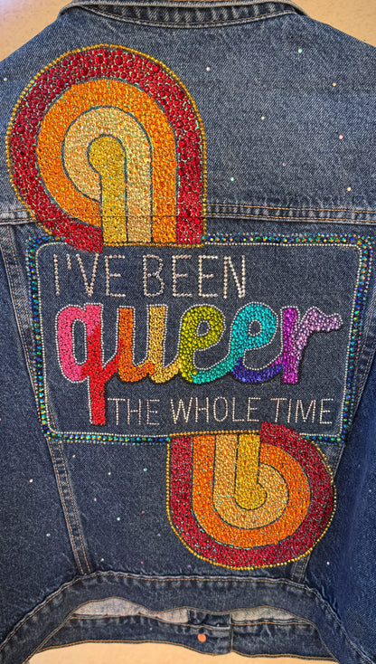 "Queer the Whole Time" Custom Rhinestone Jacket